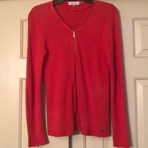 Calvin Klein Coral Zip Up Cardigan Sz M